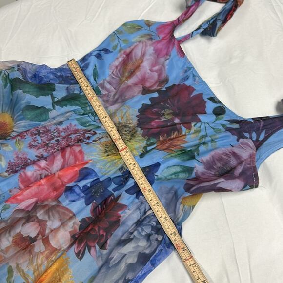 Audrey Parks Francesca’s Alahna Strap Light Blue Floral Maxi Dress Size Medium - Picture 6 of 12